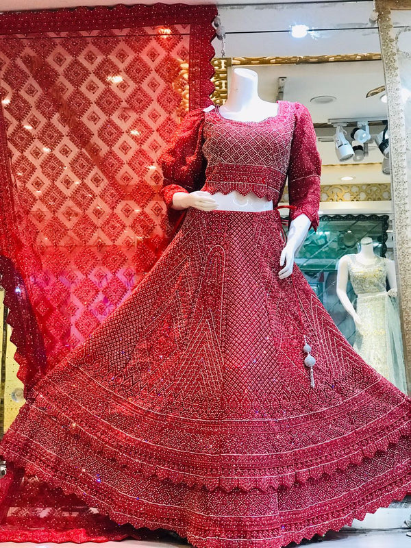 Red bridal lehenga